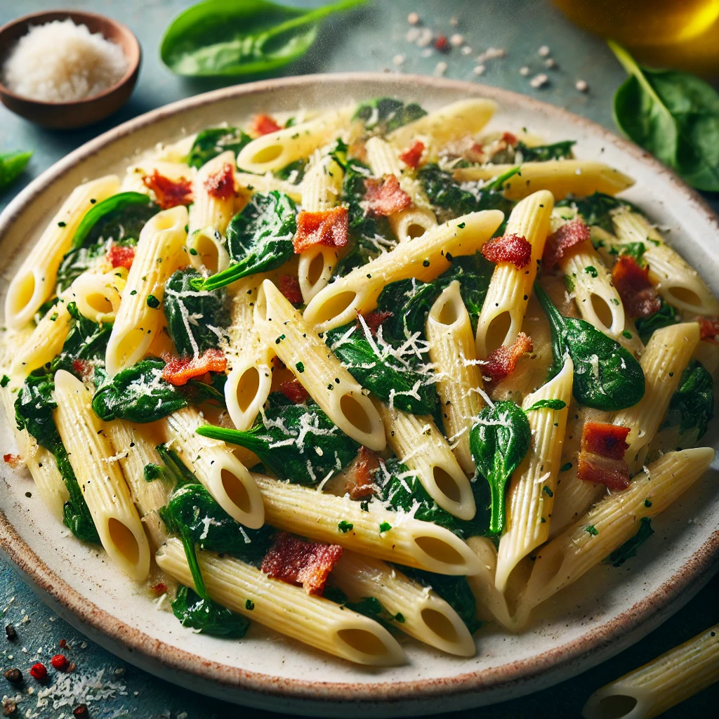 Penne Pasta with Spinach and Bacon: A Comforting and Flavorful Italian Classic