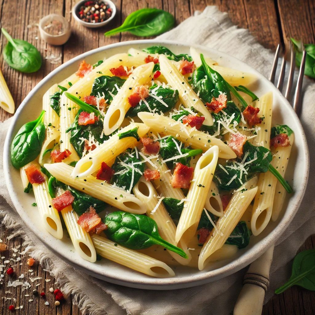 Penne Pasta with Spinach and Bacon: A Comforting and Flavorful Italian Classic