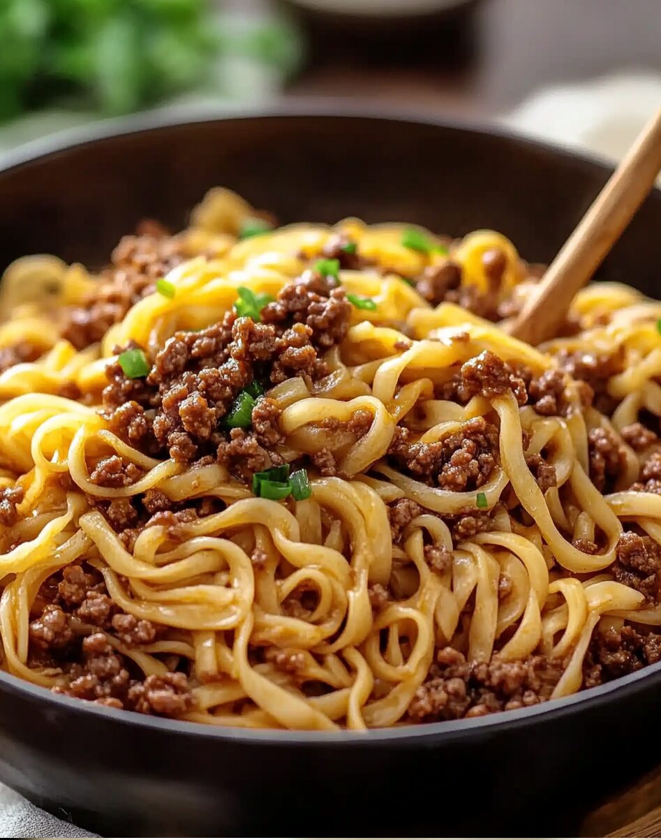 Mongolian Noodles with Ground Beef