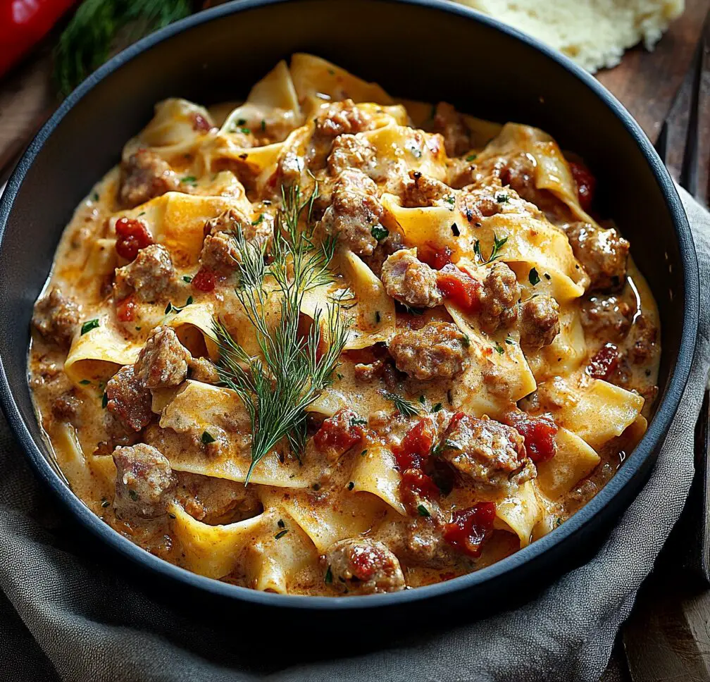 Creamy Calabrian Chili Pappardelle with Sausage & Fennel