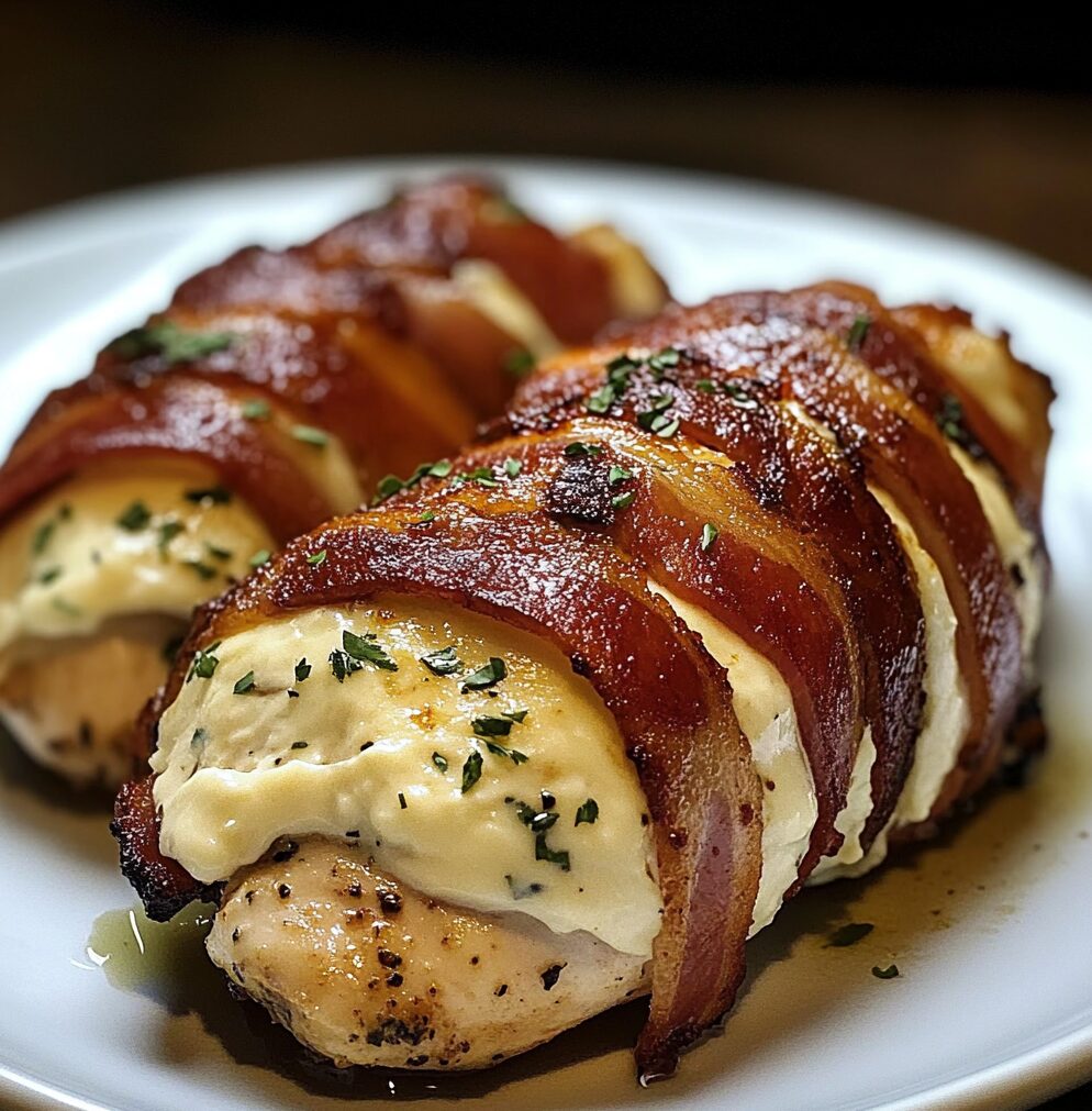 Bacon Wrapped Cream Cheese Stuffed Chicken Breast