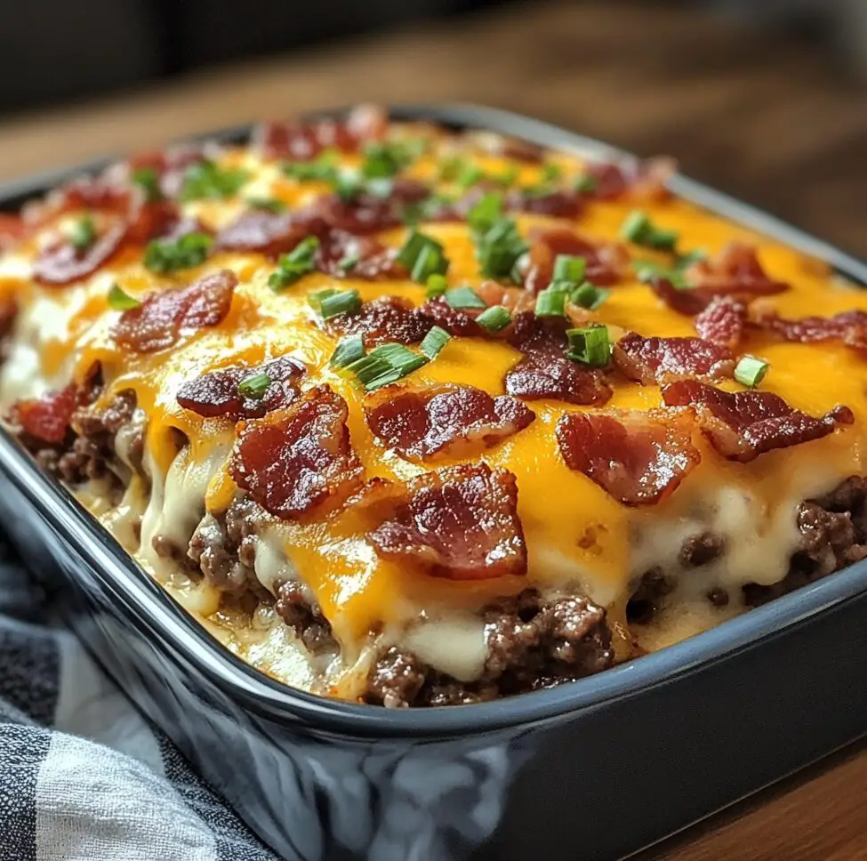 Low Carb Bacon Cheeseburger Casserole