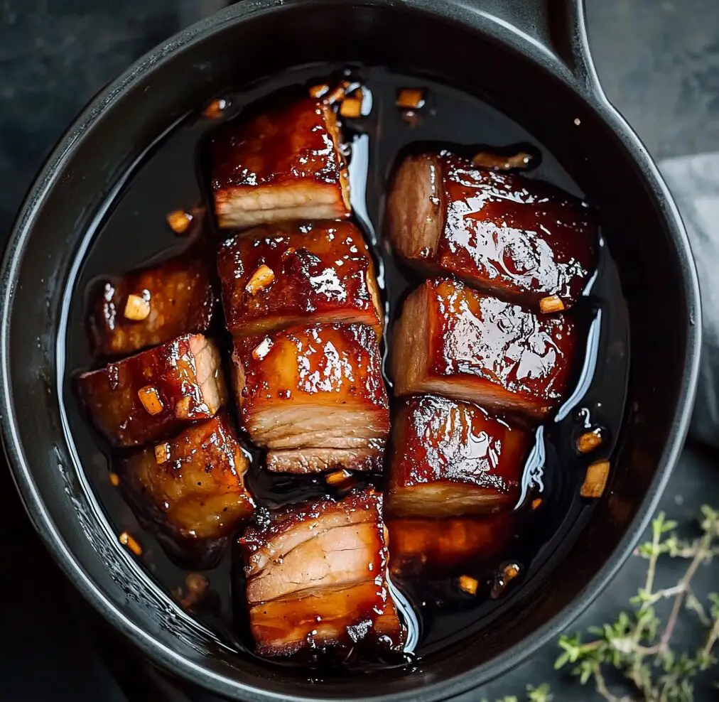 Slow Cooker Pork Belly with Honey Balsamic Glaze