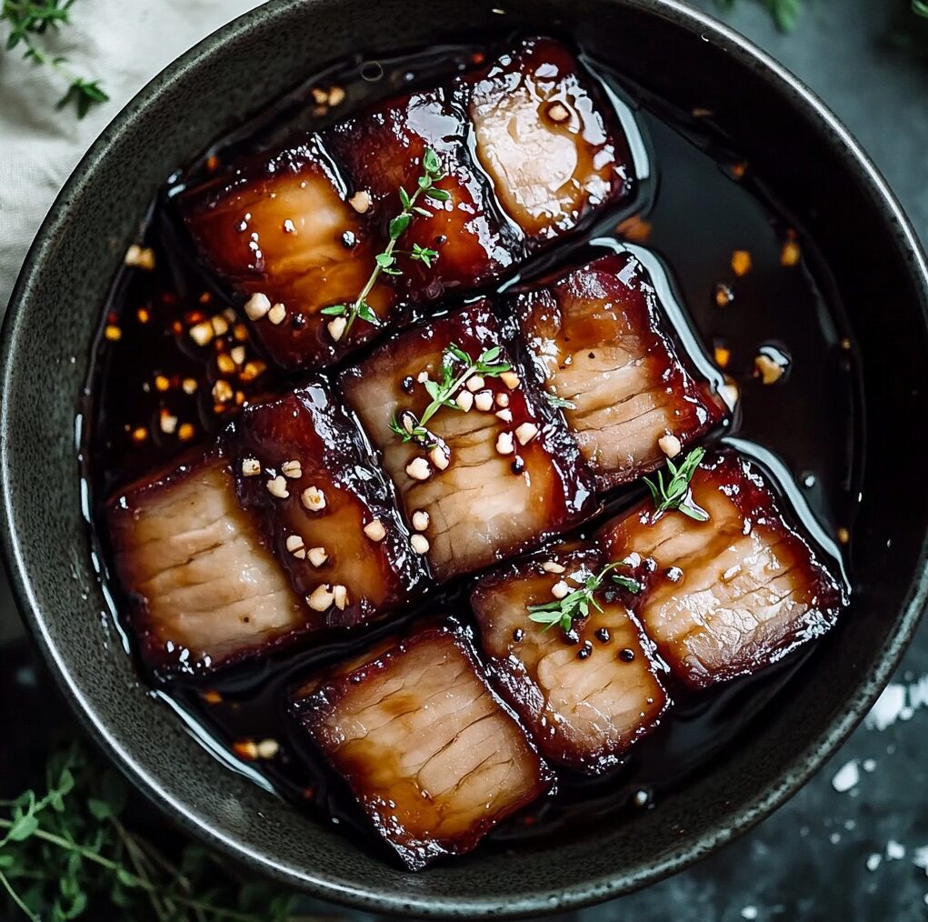 Slow Cooker Pork Belly with Honey Balsamic Glaze