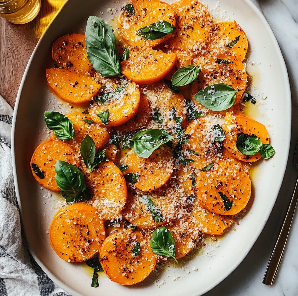 Baked Garlic Butter Parmesan Butternut Squash