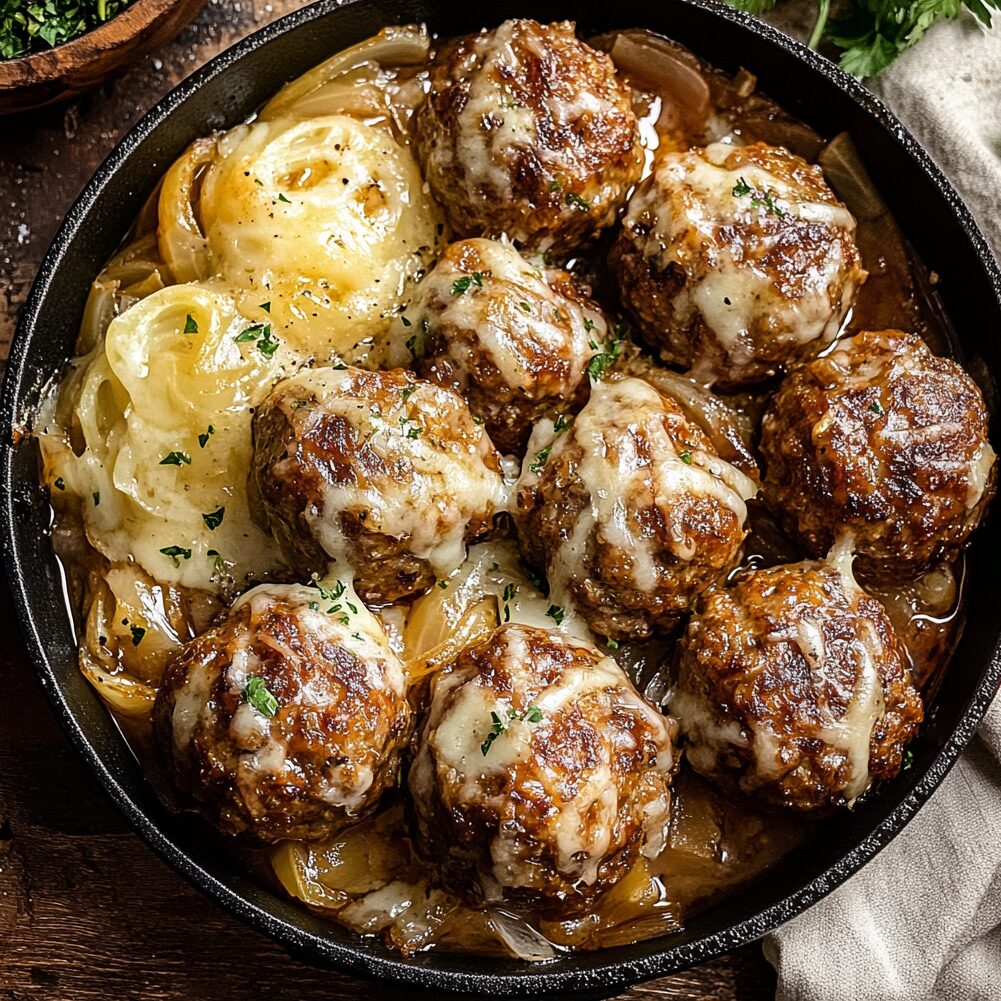 French Onion Meatballs