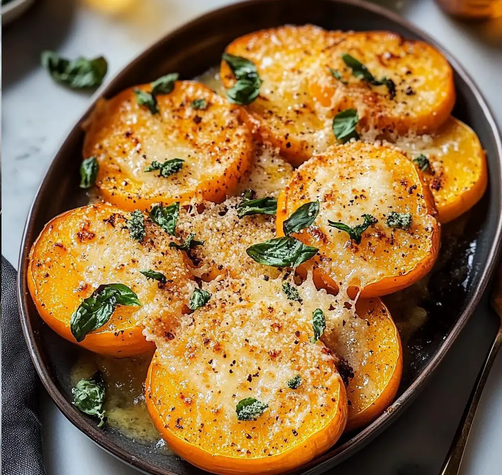 Baked Garlic Butter Parmesan Butternut Squash