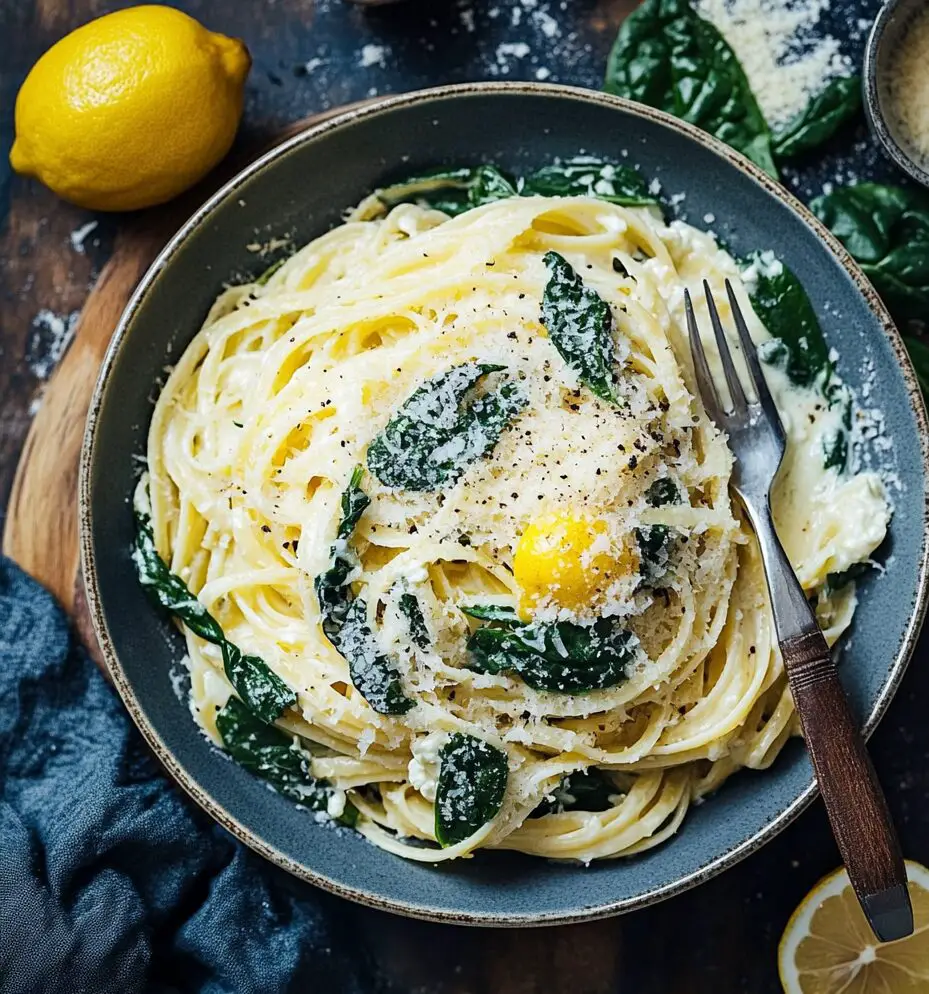 Lemon Ricotta Pasta with Spinach