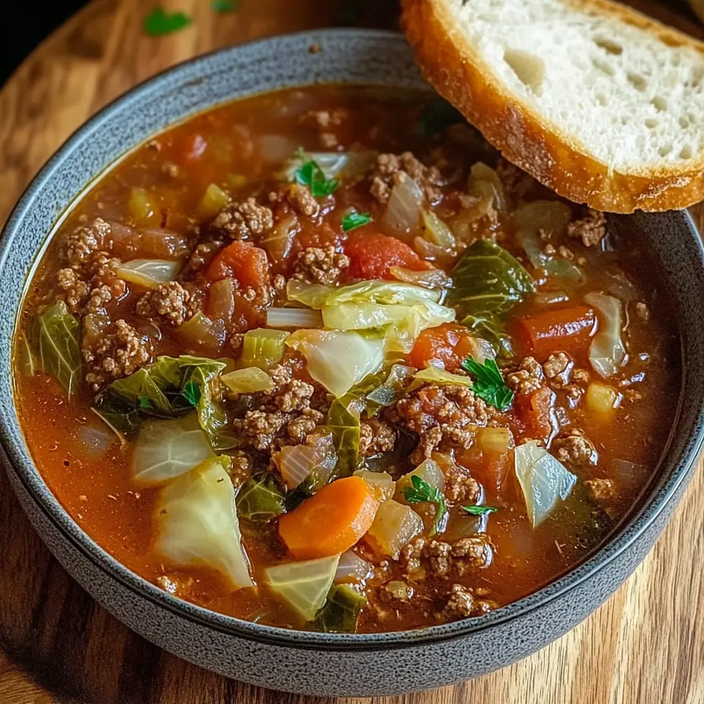 Hearty Ground Beef and Savory Cabbage Soup
