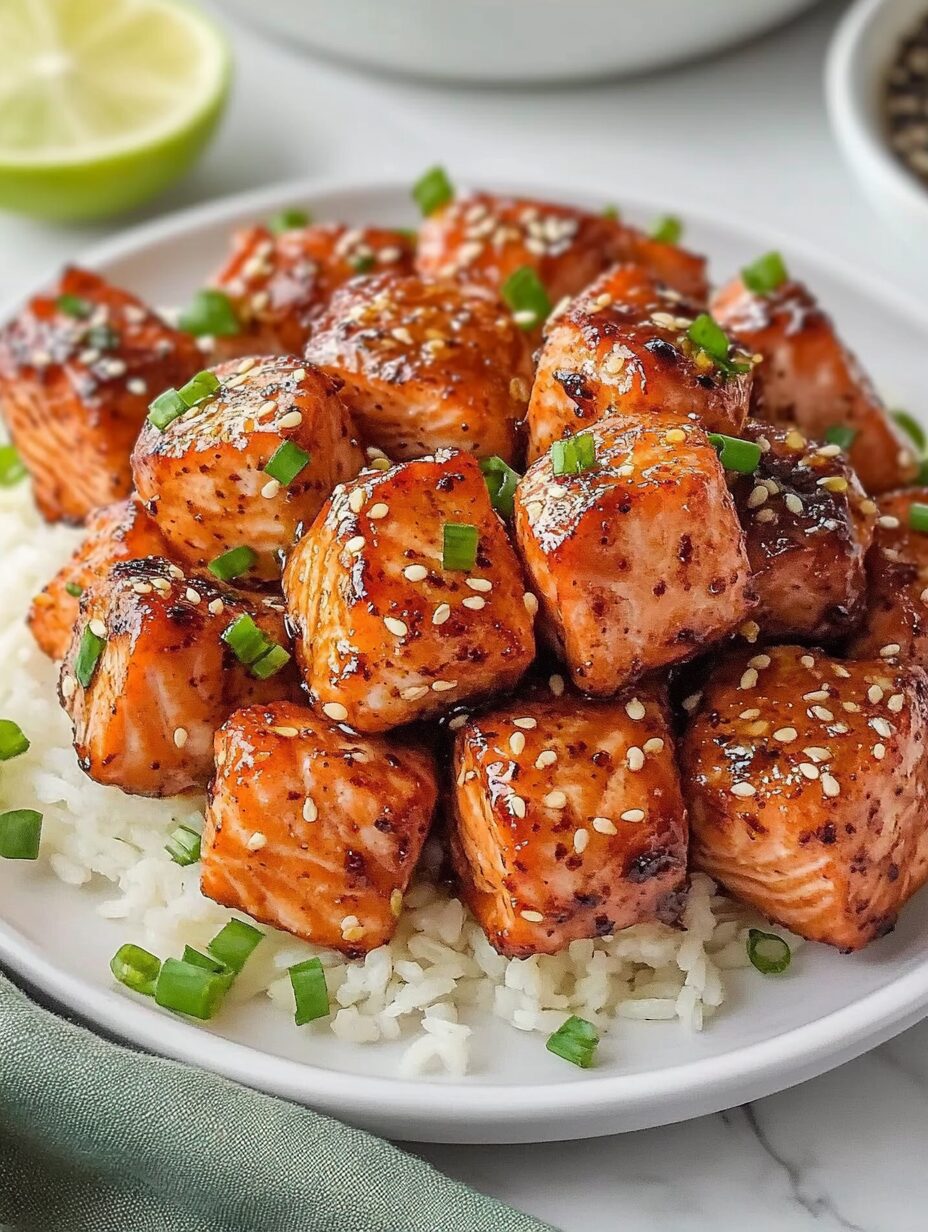 Honey Garlic Salmon Bites
