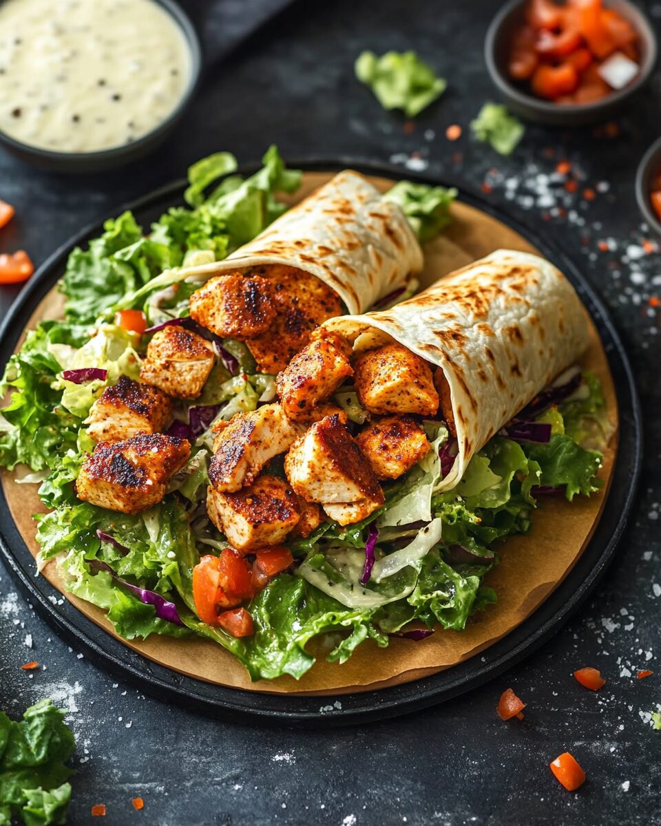Crispy Spiced Chicken Caesar Salad Wraps