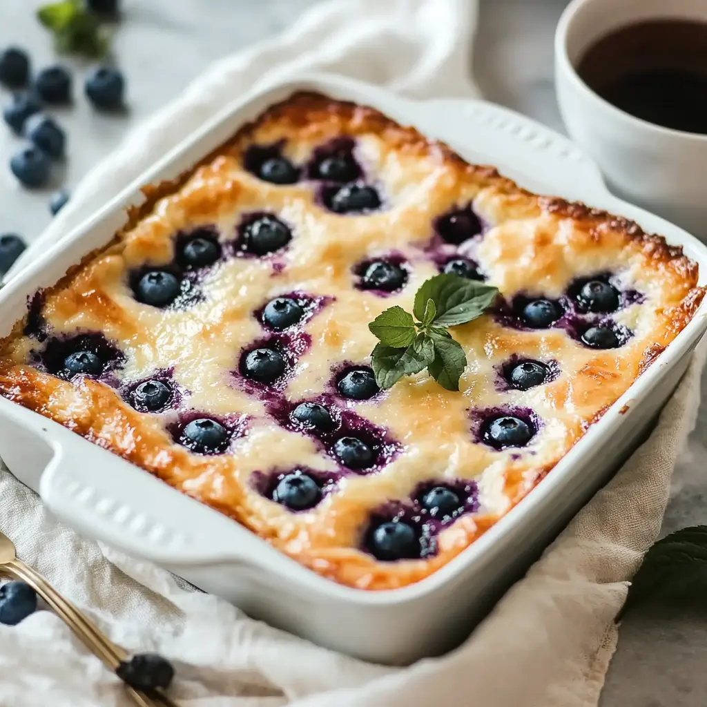 Sweet and Tangy Cottage Cheese Blueberry Bake