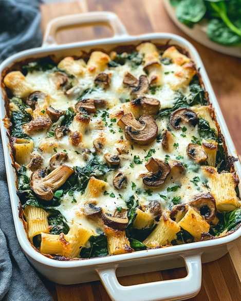 Spinach and Mushroom Pasta Bake