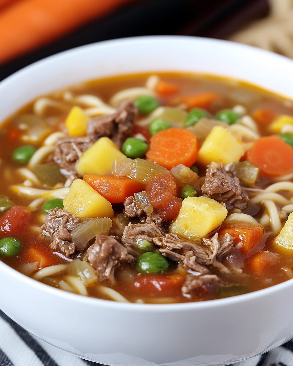 Slow Cooker Beef Vegetable Noodle Soup