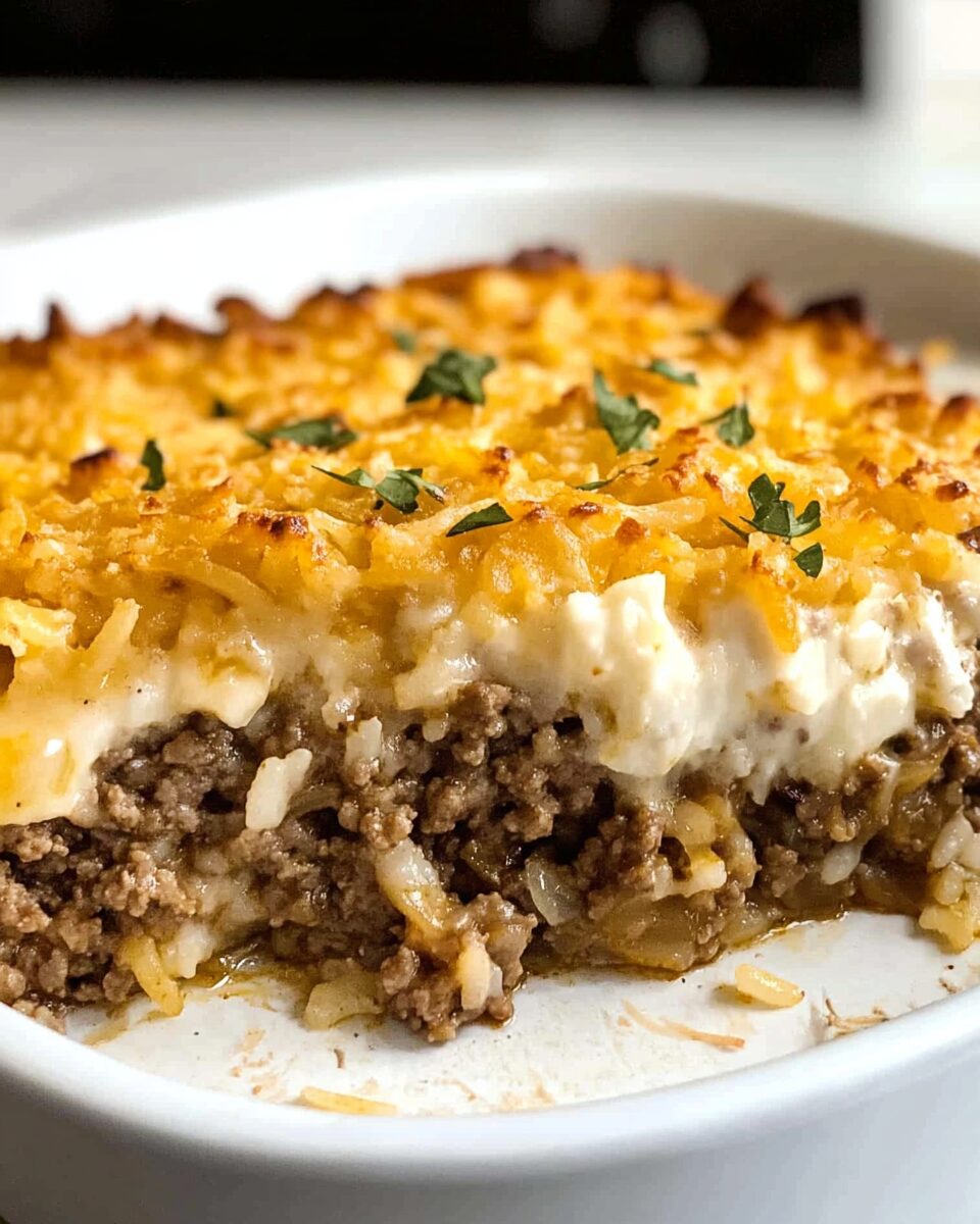 French Onion Ground Beef and Rice Casserole