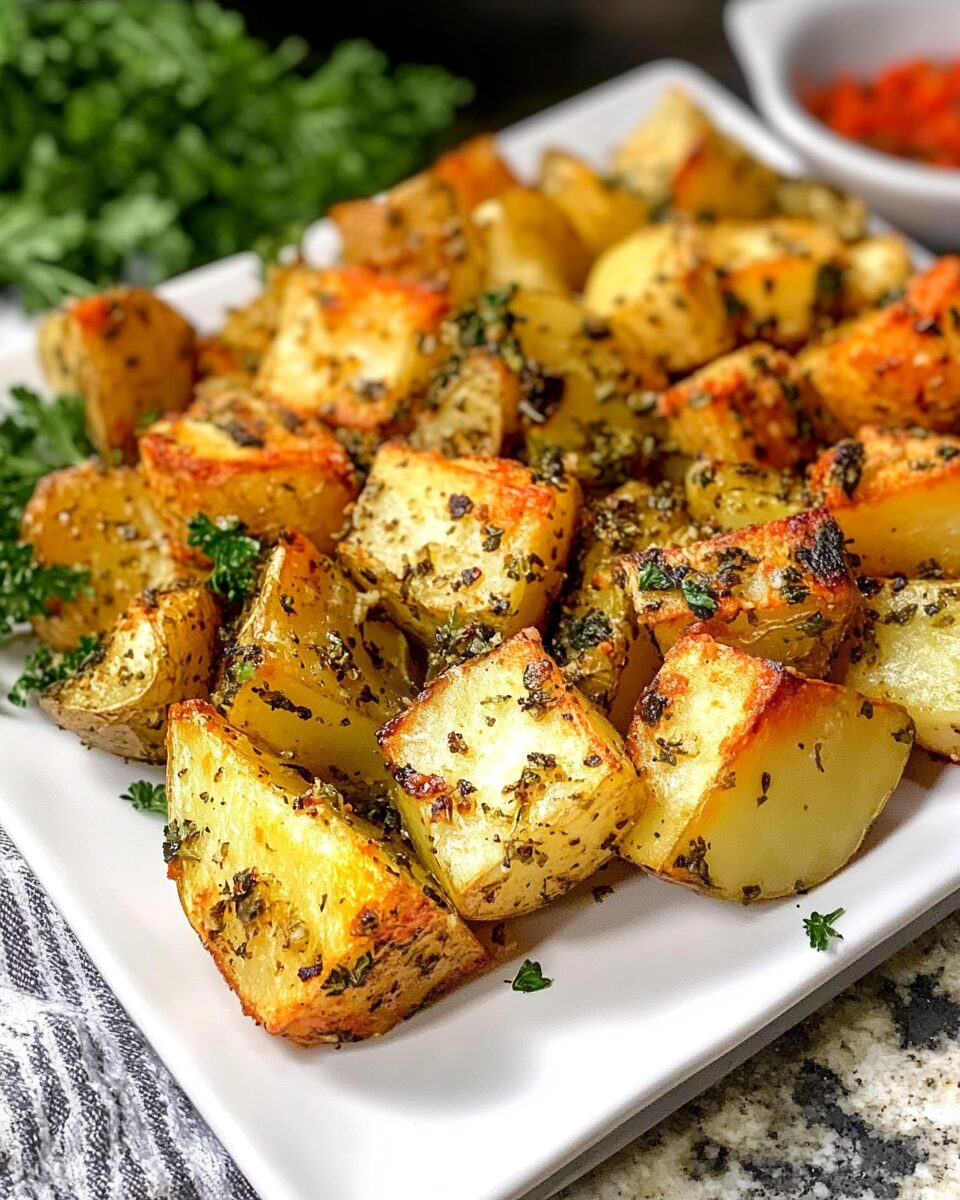 Garlic Herb Air Fryer Roasted Potatoes