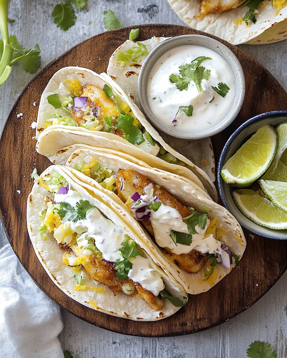 Fish Tacos with Lime Crema