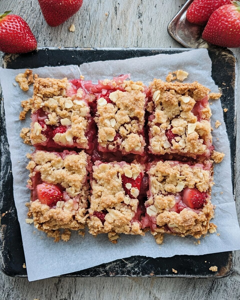 Rhubarb and Strawberry Crumble Squares