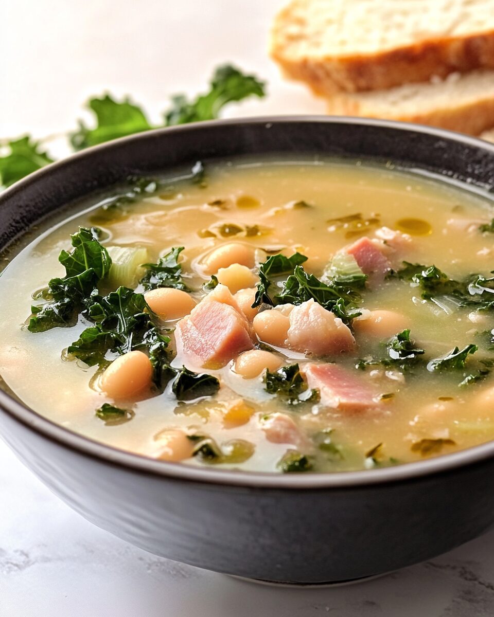 Tuscan White Bean Soup with Ham and Kale