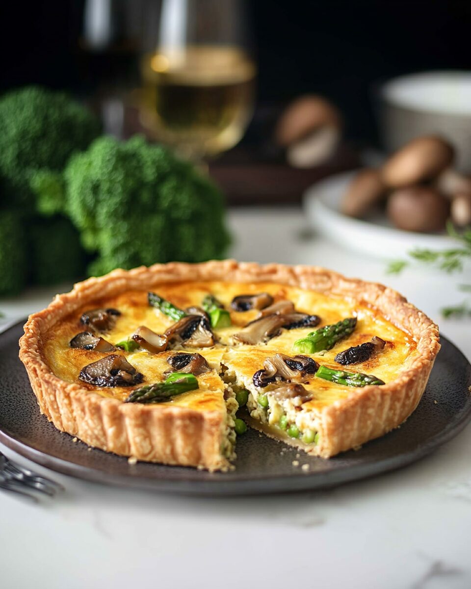 Savory Morel Mushroom and Asparagus Quiche