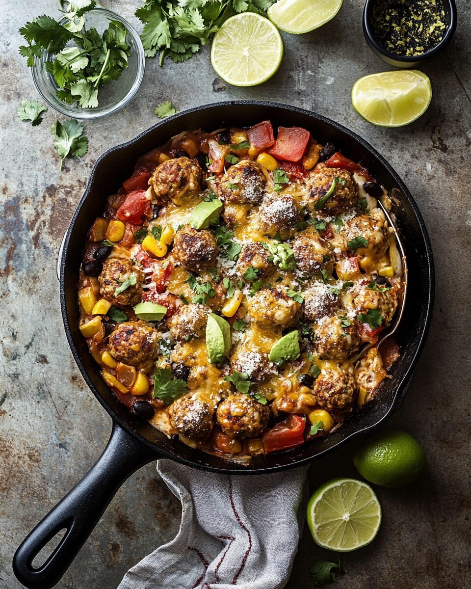 Enchilada Turkey Meatball Skillet
