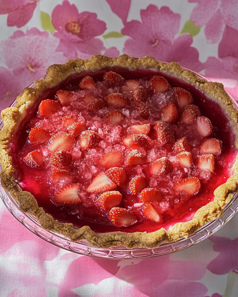 Rhubarb Pie with Strawberry Jello