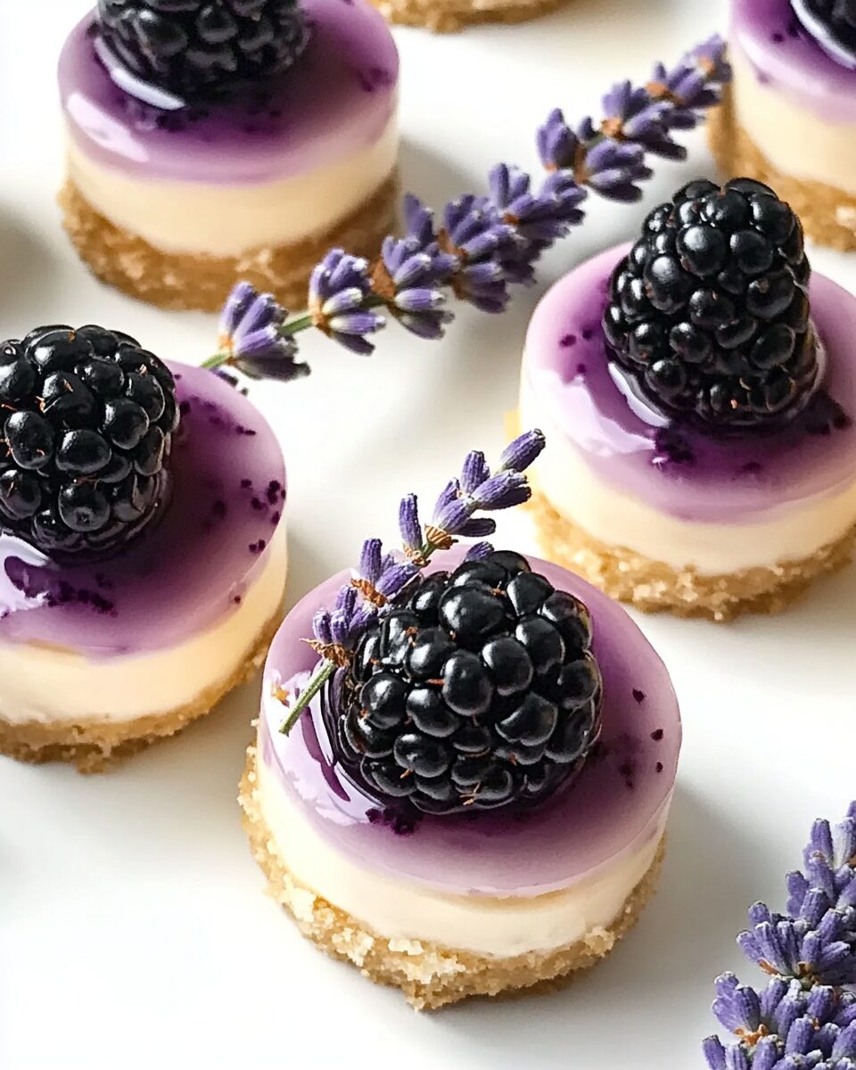 Mini Blackberry Lavender Cheesecakes
