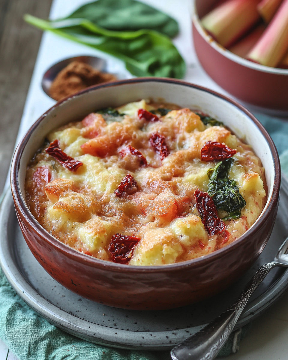 Baked Sticky Rhubarb Pudding