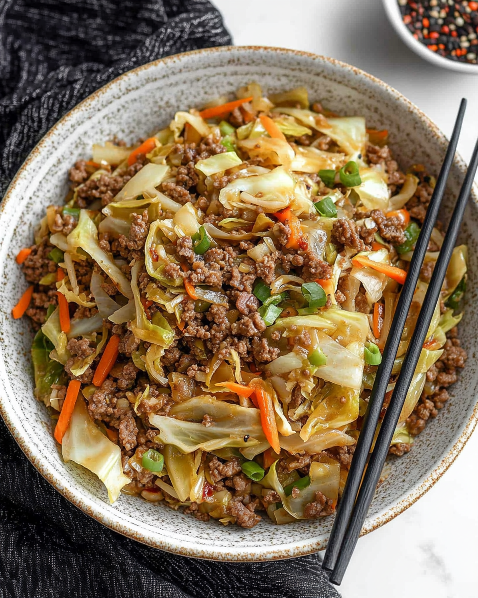 Chinese Ground Beef and Cabbage Stir Fry