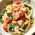Creamy Tomato Spinach Salmon Pasta