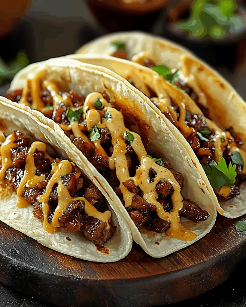 Garlic Butter Honey BBQ Beef Tacos