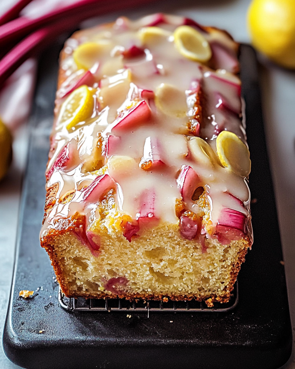Lemon Rhubarb Loaf with Glaze