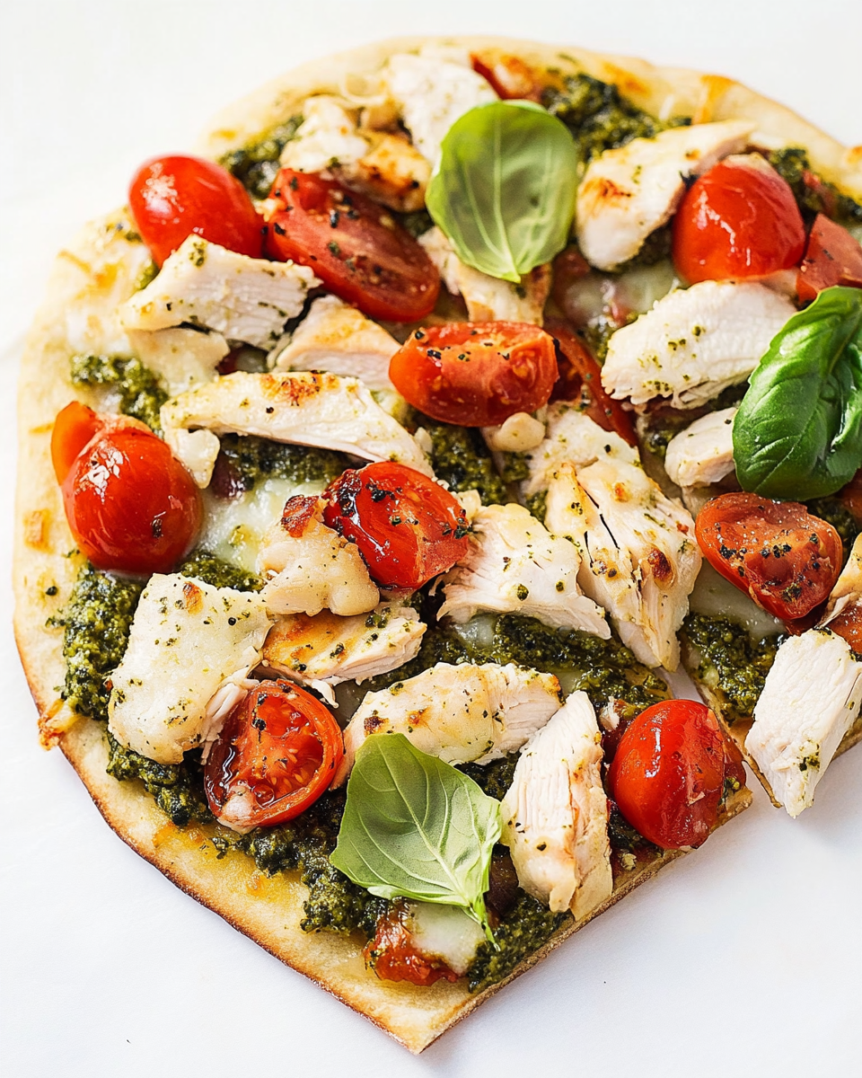 Rotisserie Chicken Pesto Flatbread Pizza