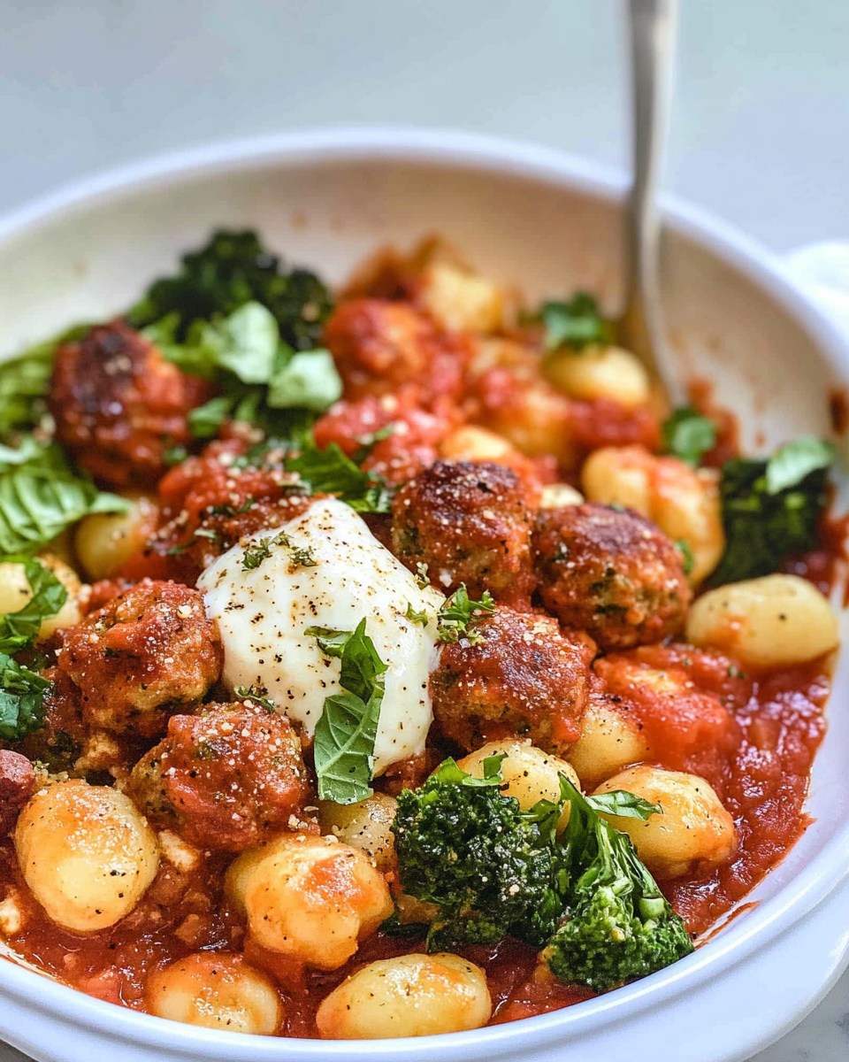 Baked Gnocchi with Vegetarian Meatballs