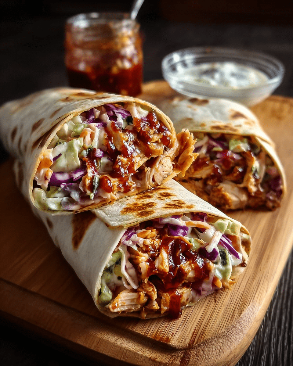 BBQ Chicken Coleslaw Wraps