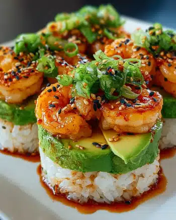 Spicy Shrimp Sushi Stacks