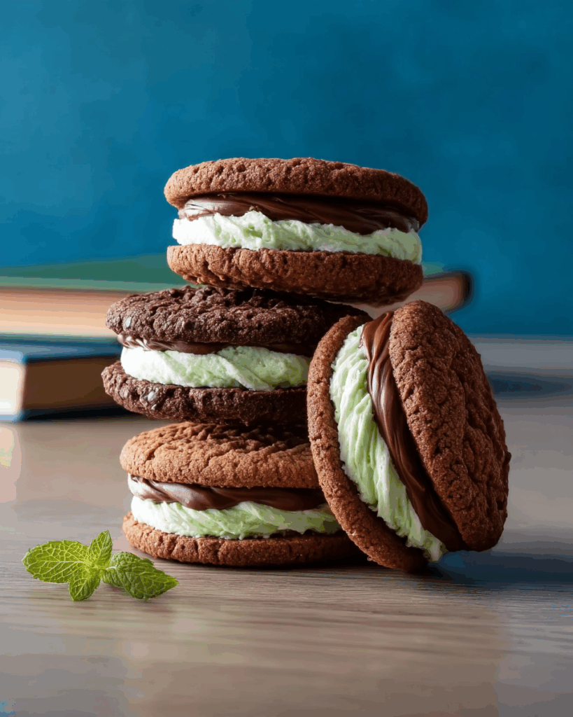 Chocolate Mint Cookie Sandwiches