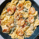 Shrimp Tortellini with Garlic Cream Sauce