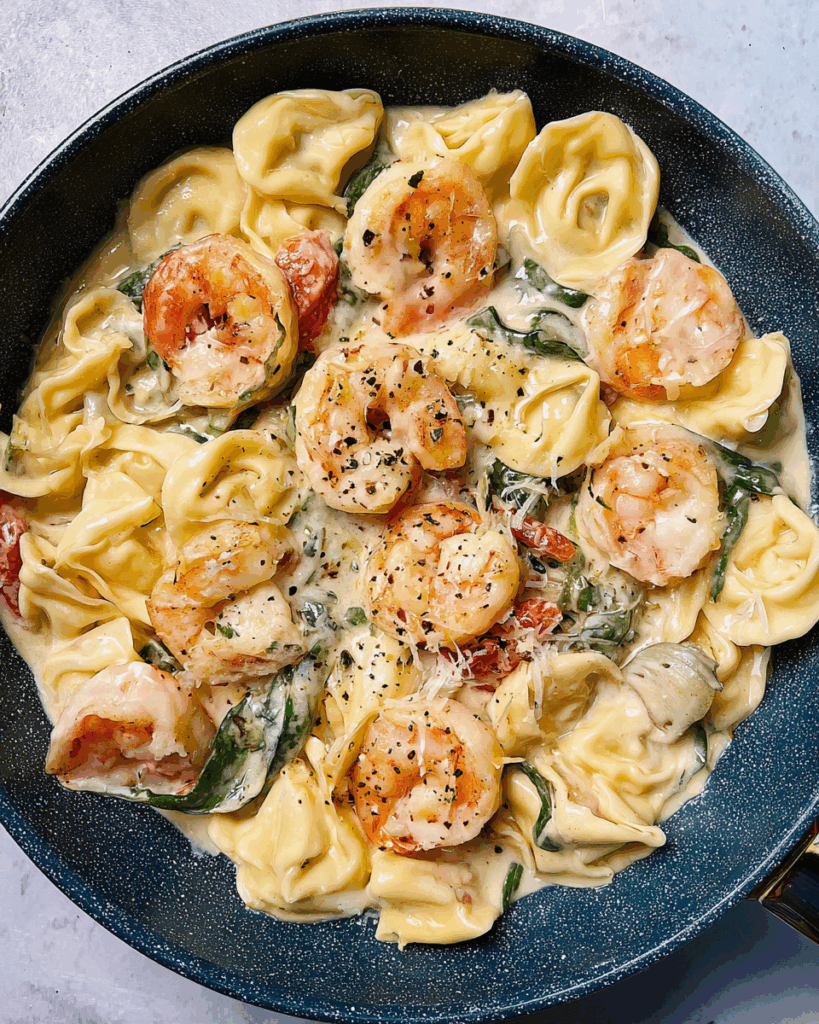 Shrimp Tortellini with Garlic Cream Sauce