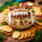Football Cheese Ball with Bacon and Jalapeño