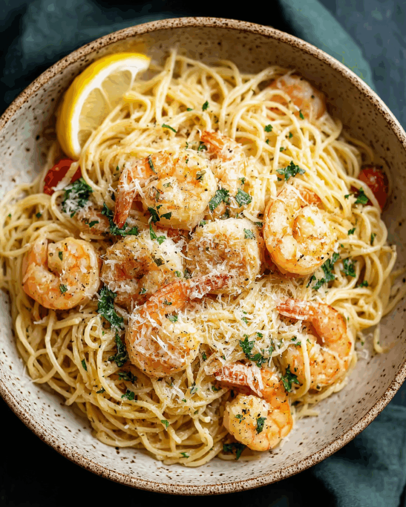 Lemon Garlic Parmesan Shrimp Pasta