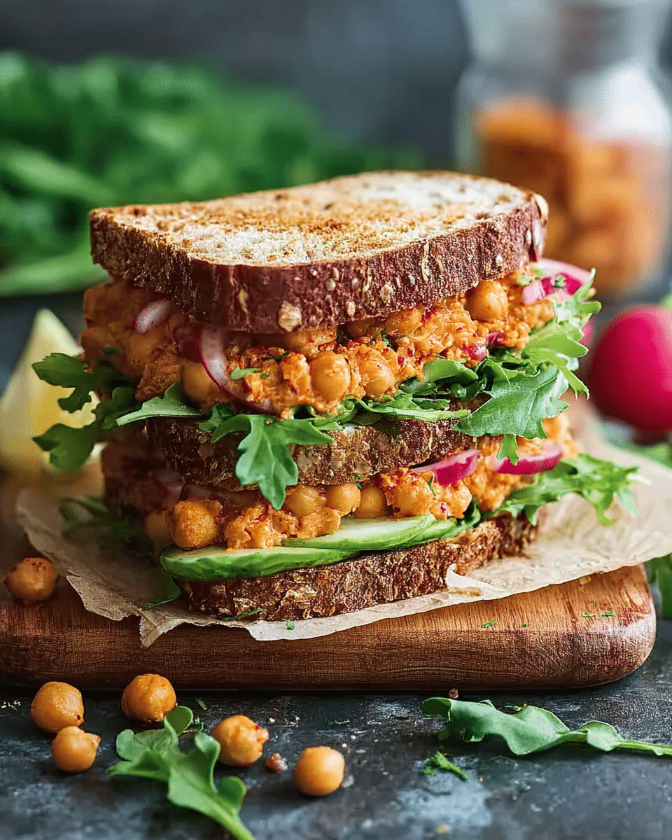 Harissa Chickpea Smash Sandwich
