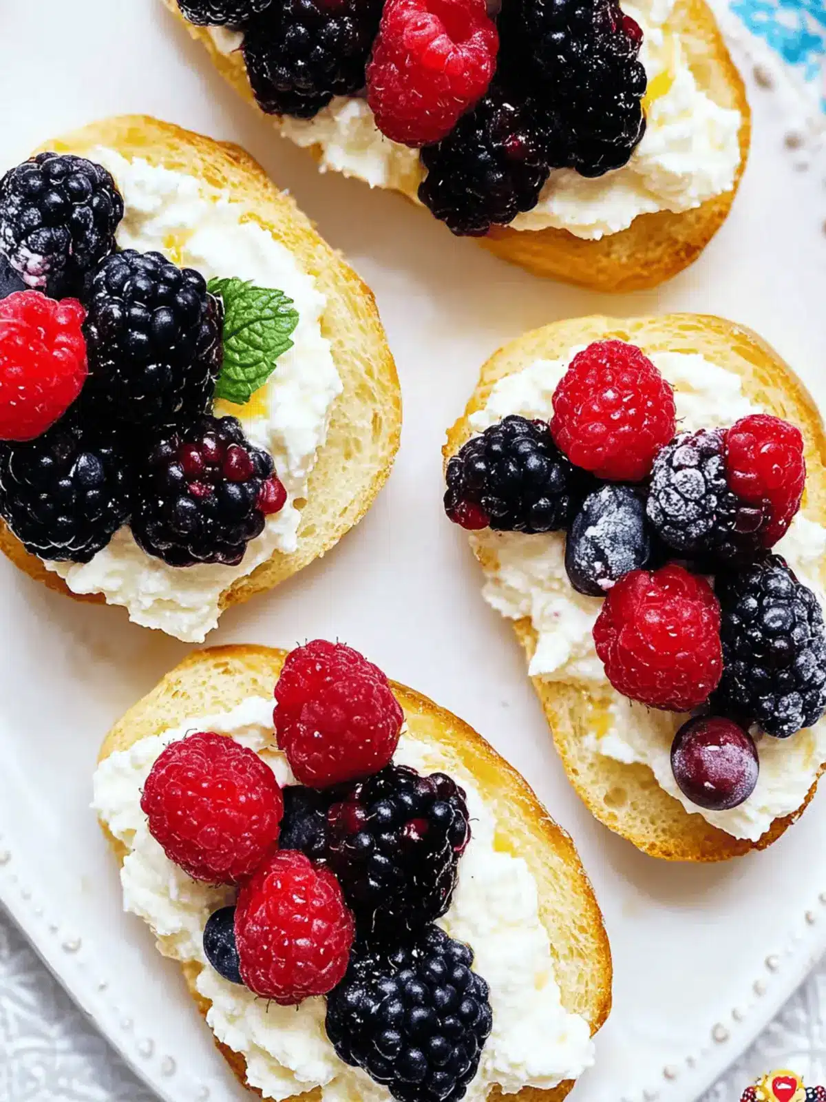 Ricotta Crostini with Summer Berries and Honey Bliss