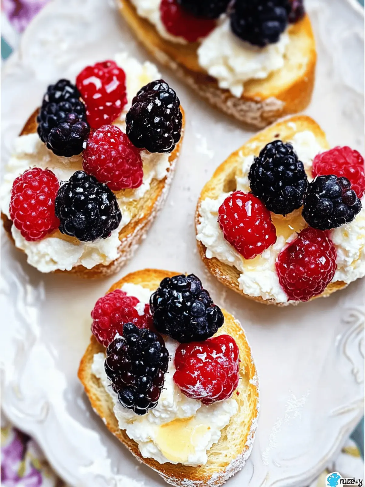 Ricotta Crostini with Summer Berries and Honey