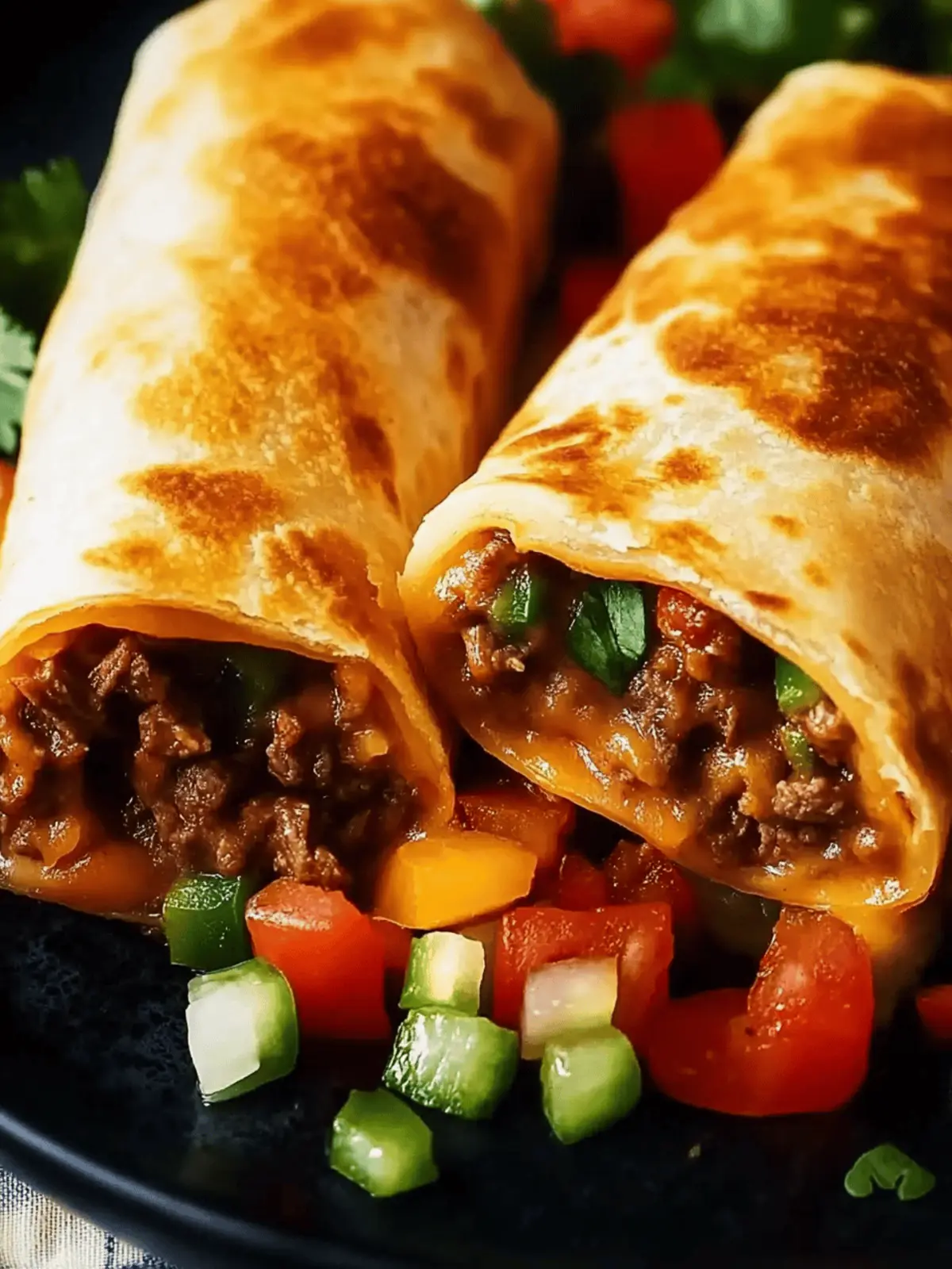 Baked Beef Chimichangas