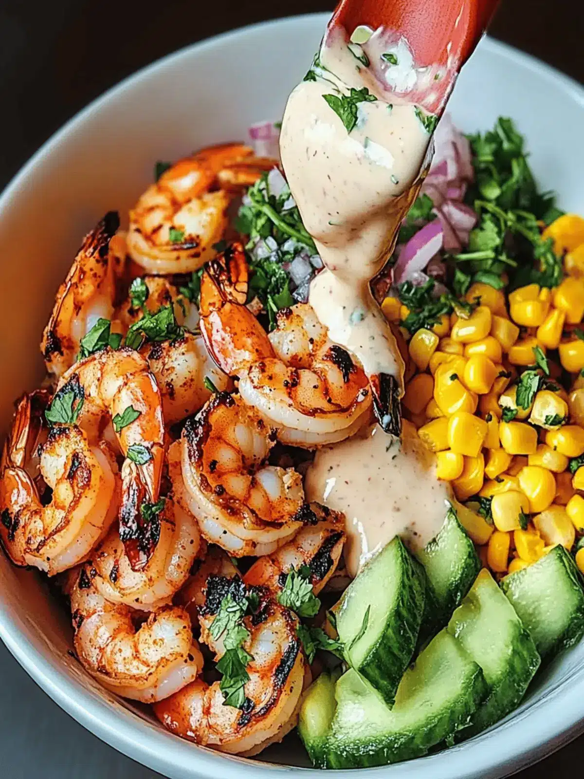 Grilled Shrimp Bowl with Corn Salsa & Creamy Sauce Delight 5 Grilled Shrimp Bowl with Corn Salsa & Creamy Sauce