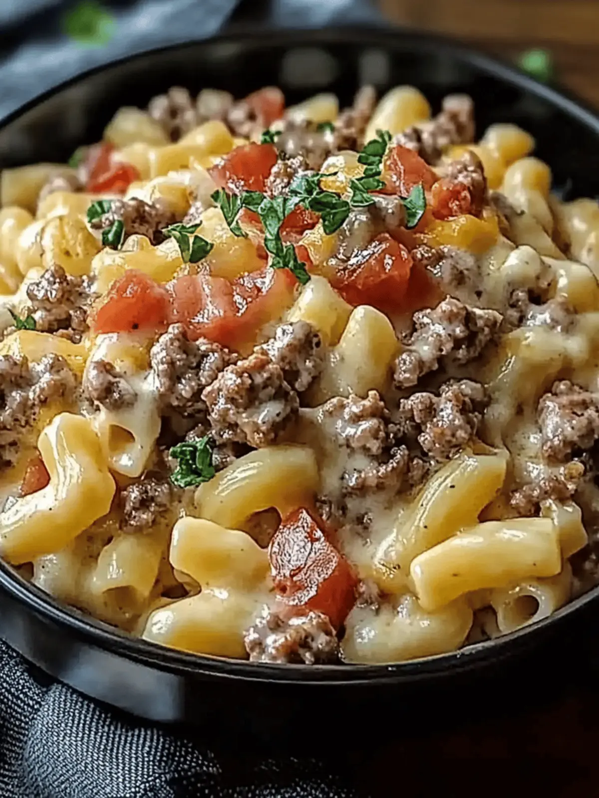 Loaded Cheeseburger Alfredo Pasta