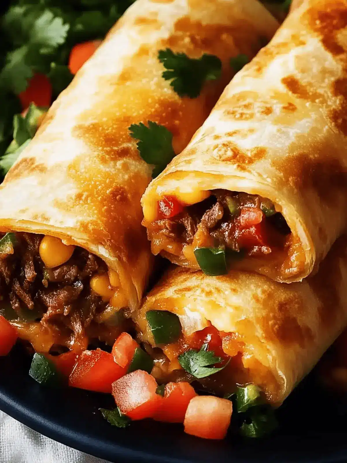 Baked Beef Chimichangas