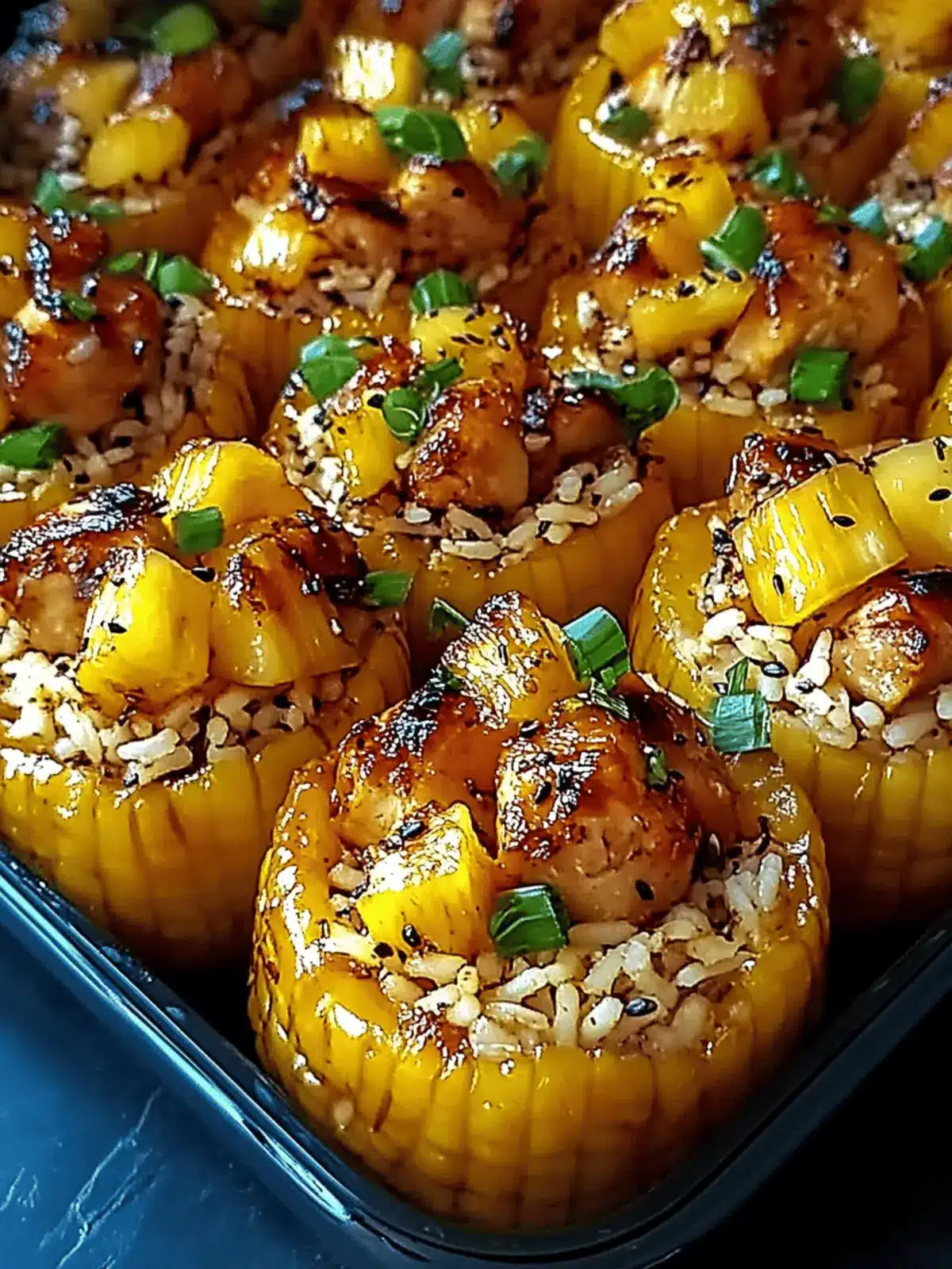 Teriyaki Pineapple Chicken and Rice Stuffed