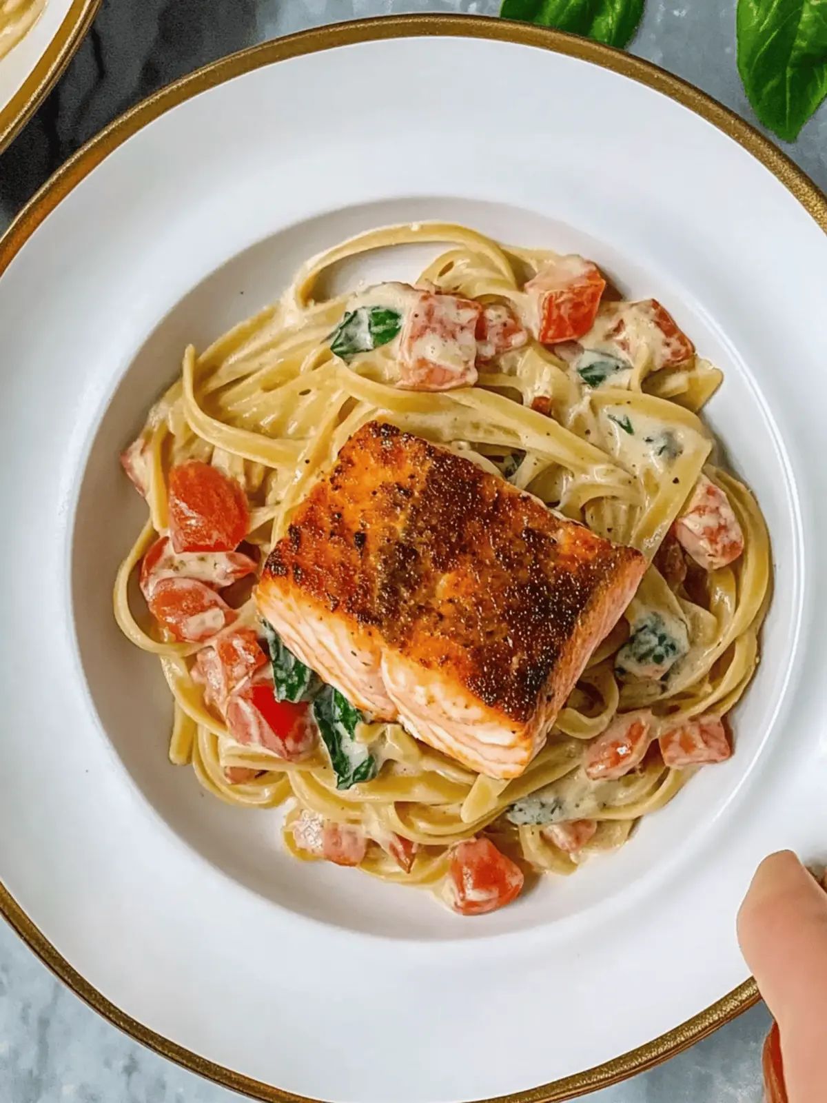 Healthy & Creamy Tuscan Salmon Pasta